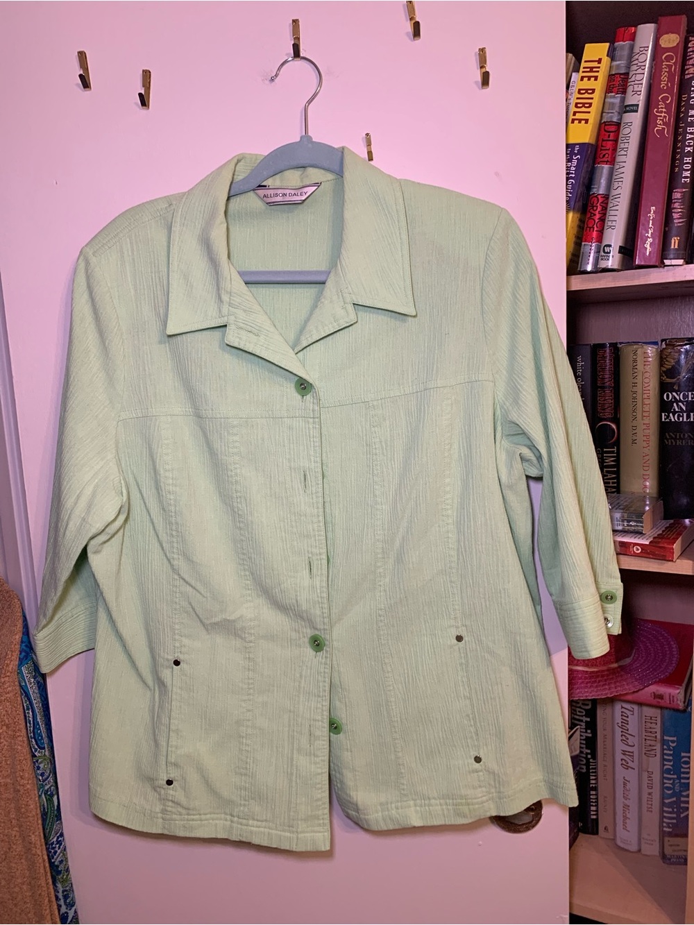 Allison Daley Light Green Button-Up Blouse